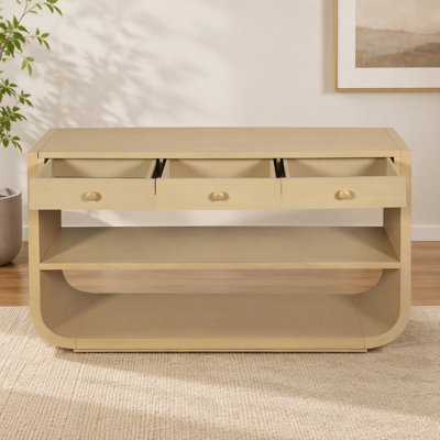 Console en bois avec tiroirs et tablettes
