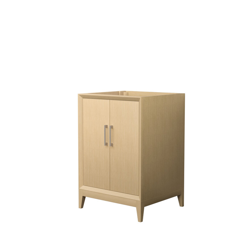 Janna 24" Freestanding Single Bathroom Vanity with Quartz Top, Brushed Nickel, Giotto Quartz, Single