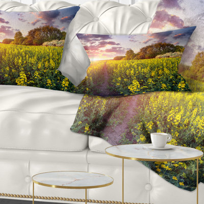 Printed Fantastic Field at Sunset Lumbar Pillow