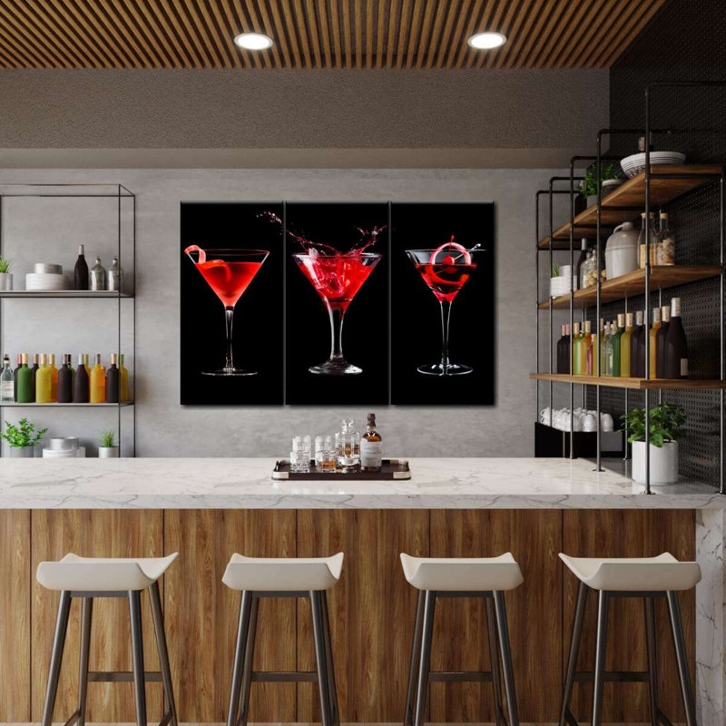 Maraschino cerise cocktail 3 pièces, H 36 po x l 57 po