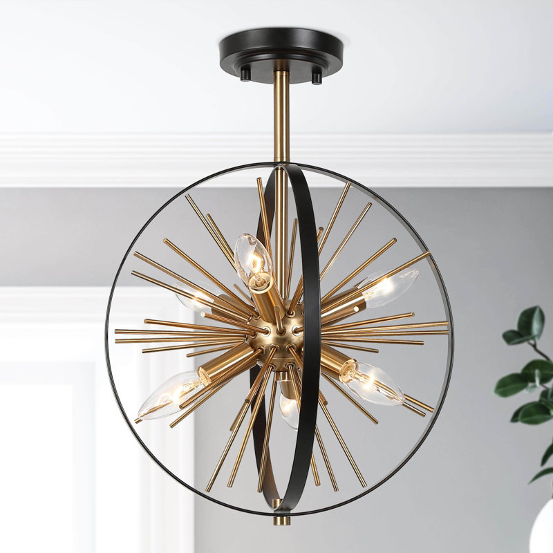 Devrick 6 - Light Sputnik Semi Flush Mount, Black