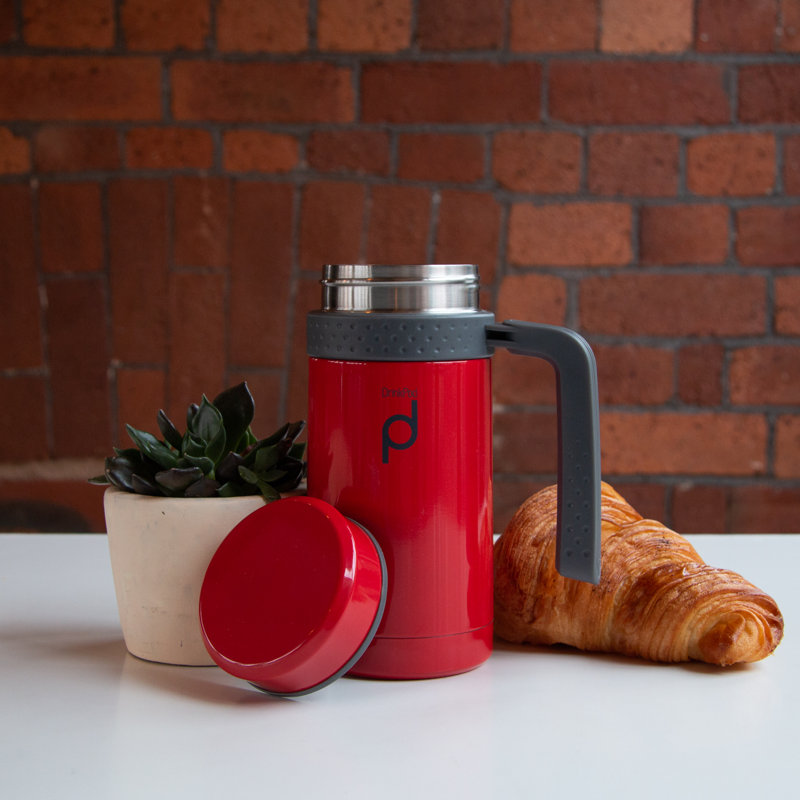 Grunwerg Drink Pod Stainless Steel Travel Mug, Red