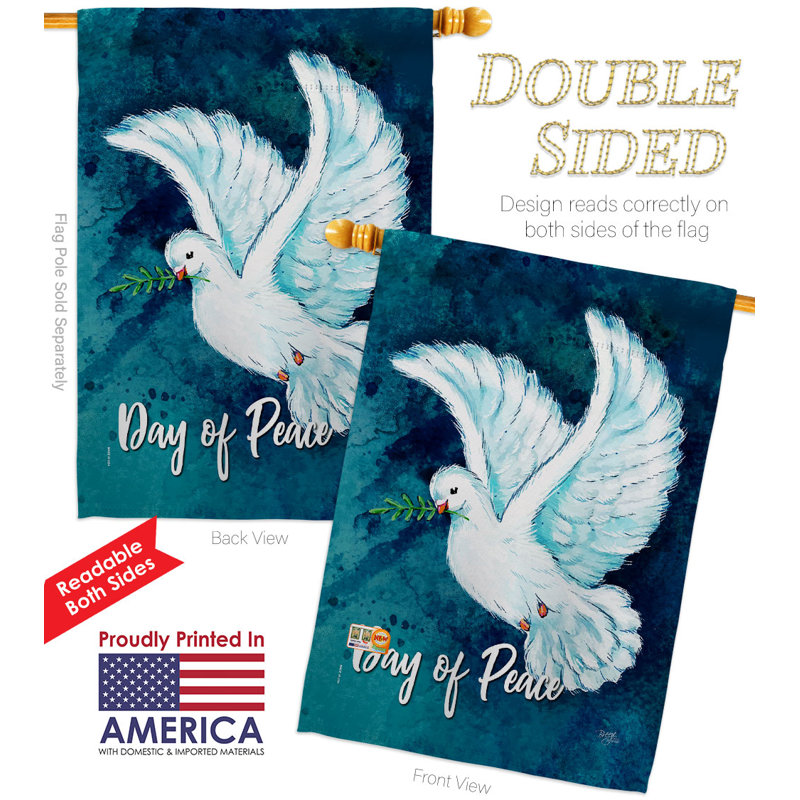 Drapeau de maison 40 po x 28 po en polyester 2 côtés Together for Peace