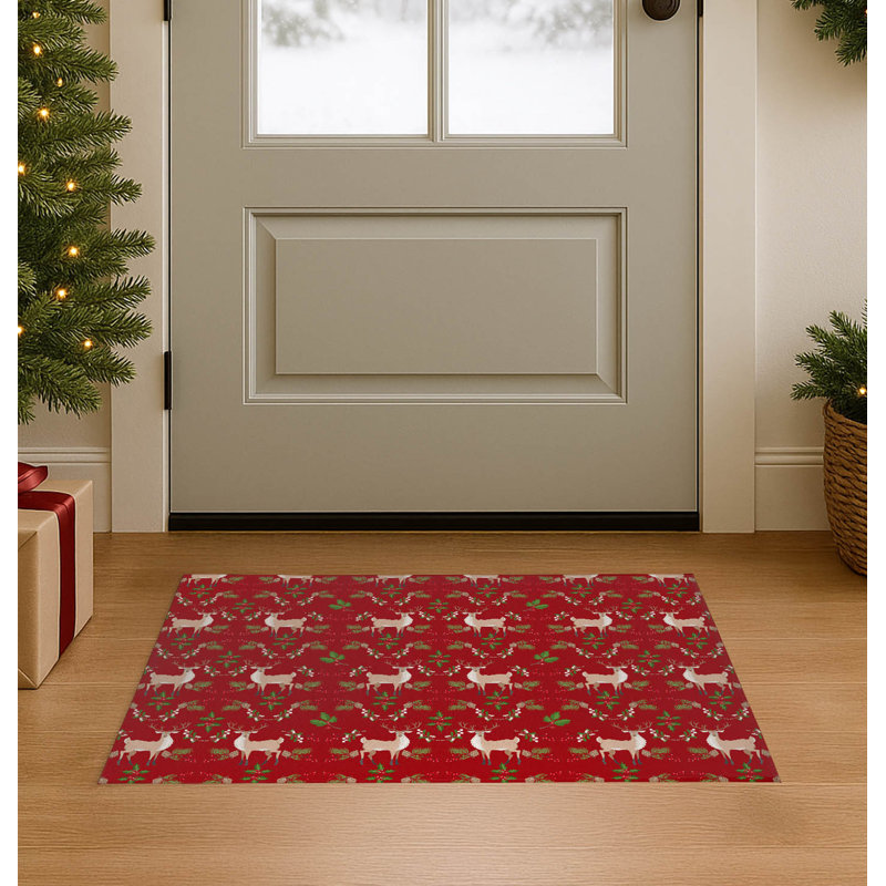 Paillasson Botanical Deer, Rouge, L 36 po x L 60 po