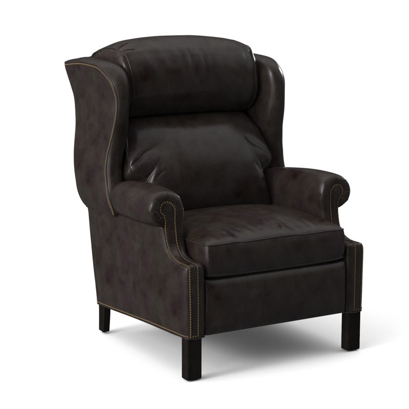 Chippendale Recliner, #9 Natural, Outsider Raven Genuine Leather, New Classiques