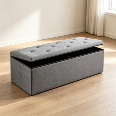 Folding Storage Ottoman Bench with Hidden Storage