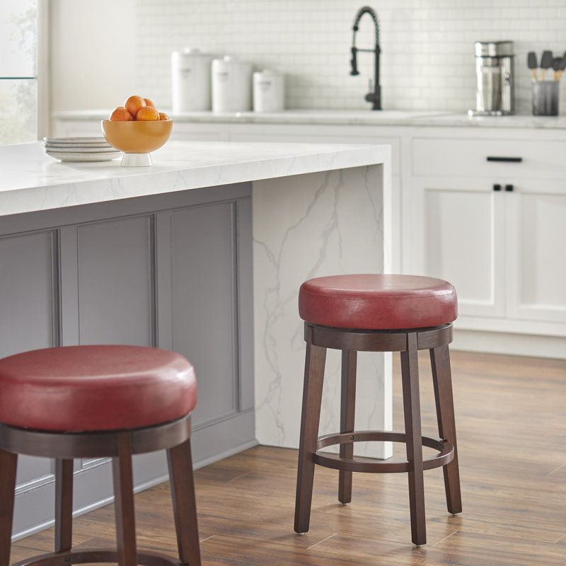 Tabouret de bar et de comptoir pivotant Attis, Rouge, Tabouret de comptoir (assise de 24 po de hauteur)