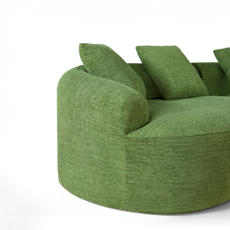 Chenille incurvée de 110 pouces, 4 lits avec coussins décoratifs désossés, design luxueux, coffre-fort, salon idéal et confortable