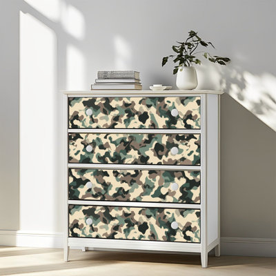 Peel and Stick Wallpaper Contact Paper Camouflage seamless Trendy style camo repeat print Self Adhesive and Removable 17.7in x 118in(45x300cm)