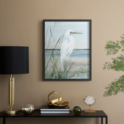 Summertime Heron I, reproduction encadrée - bois massif