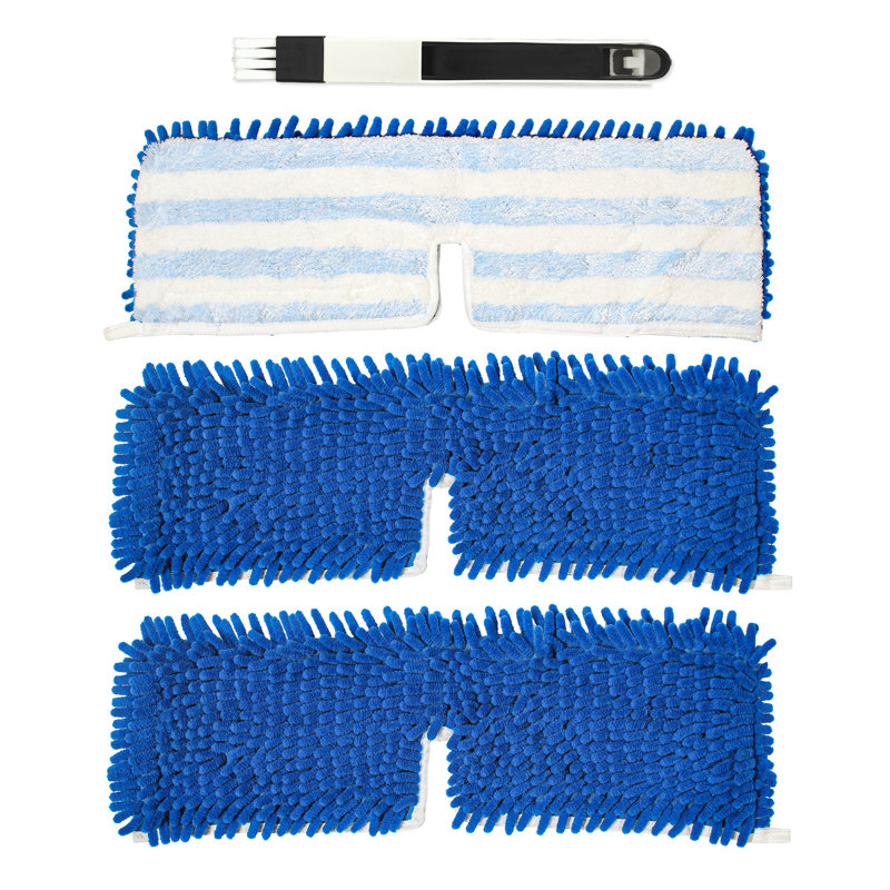 Paquet de 3 têtes de vadrouille en microfibre et chenille réutilisables, à double face pour le nettoyage à sec et à l'eau, convenant aux planchers de bois et de carrelage, avec brosse de fenêtre gratuite, l 18,78 po x P 5,51 po