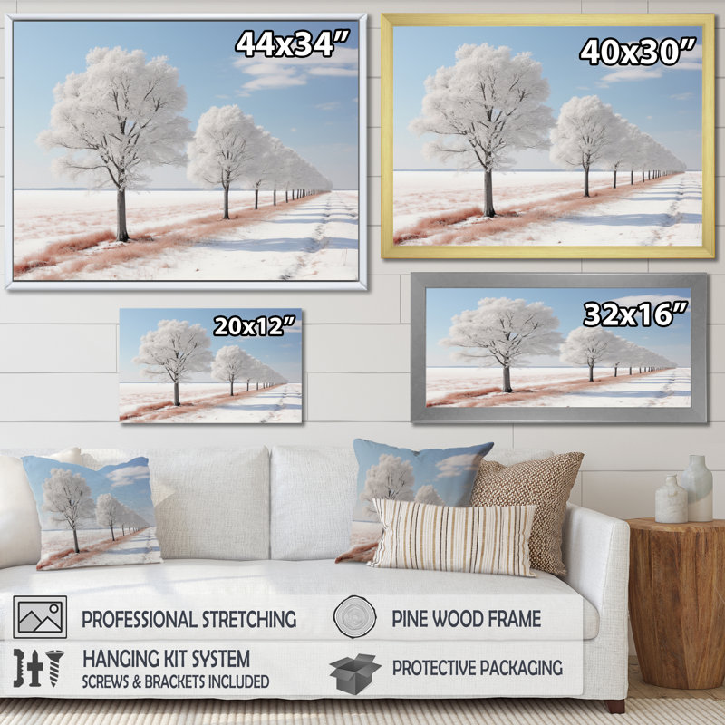 «Gray and White Winter Trees II», reproduction sur toile encadrée, H 34 po x l 44 po x P 1,5 po, Toile tendue