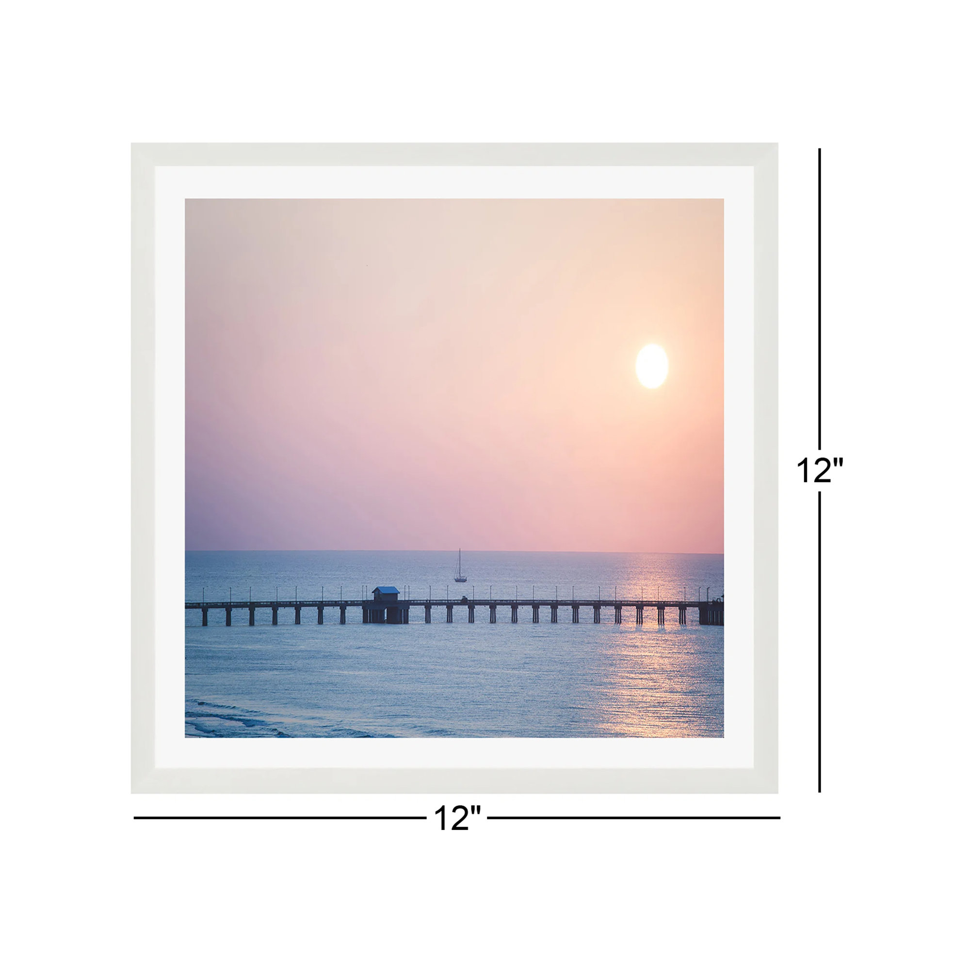 Morning Sail by Ann Hudec, White Single Picture Framed, 12" H x 12" W x 0.75" D, Yes