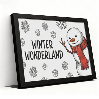 Winter Wonderland Snowman And Snowflakes Canvas Wrapped Wall Art Set Of 1