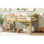 Lit mezzanine double en bois d'hévéa avec échelle, maximisant l'espace et assurant la sécurité pour une vie confortable-632524213-632524215