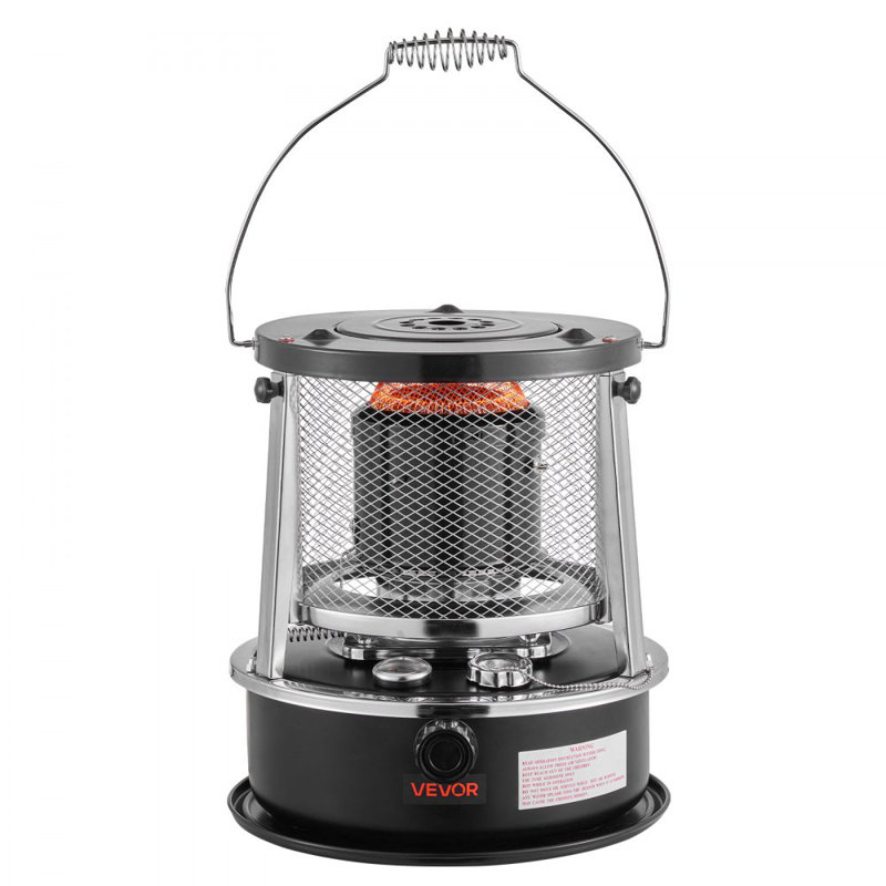 9000 BTU Portable Kerosene Heater & Stove, 2 in 1 Non-Electric Indoor Outdoor Heater with Adjustable Height & Flame & Easy Storage,for Camping, Hunting, Cooking, Home, Garage, Black