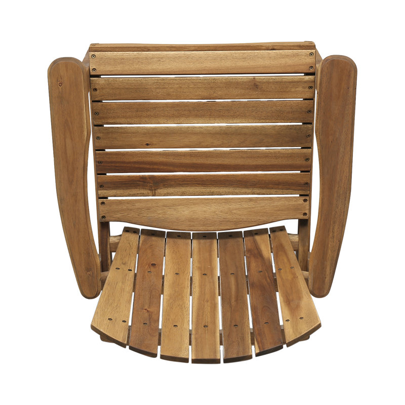 Ensemble de 2 chaises de salle à manger d'extérieur résistantes aux intempéries en bois d'acacia Adirondack, Naturel