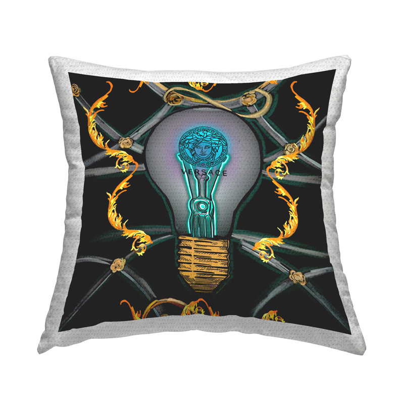 Coussin d'extérieur Stupell Industries Chic Glam Lightbulb par Amelia Noyes