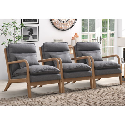 Fauteuil d'appoint rembourré en lin avec coussin lombaire 25,79 po Eimantas