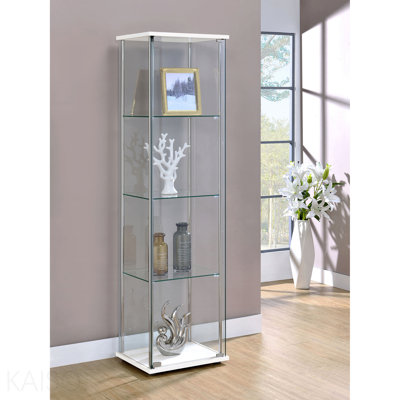 Vitrine blanche en verre transparent à 3 tablettes