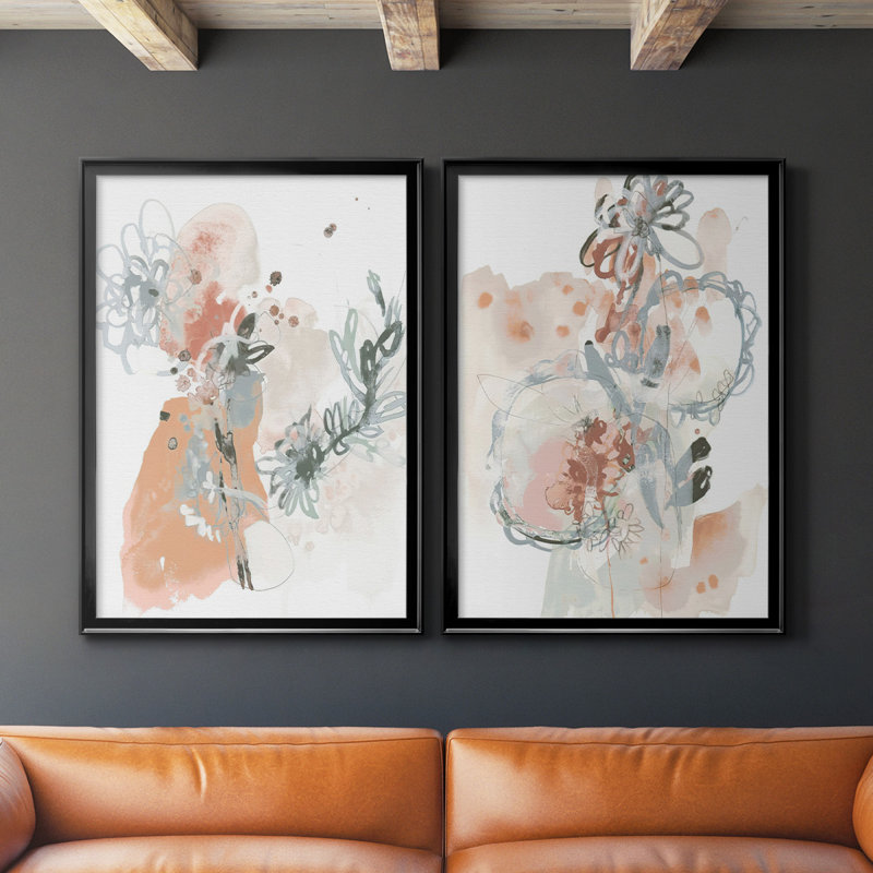 «Petal Drift I», ensemble de 2 reproductions de cadres rectangulaires sur toile, H 41,25 po x l 61 po x P 1,25 po, Noir