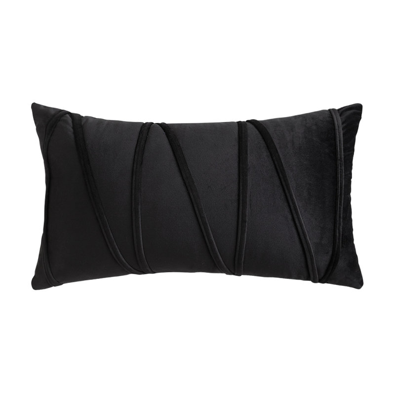 Geometric Velvet Throw Pillow, Black