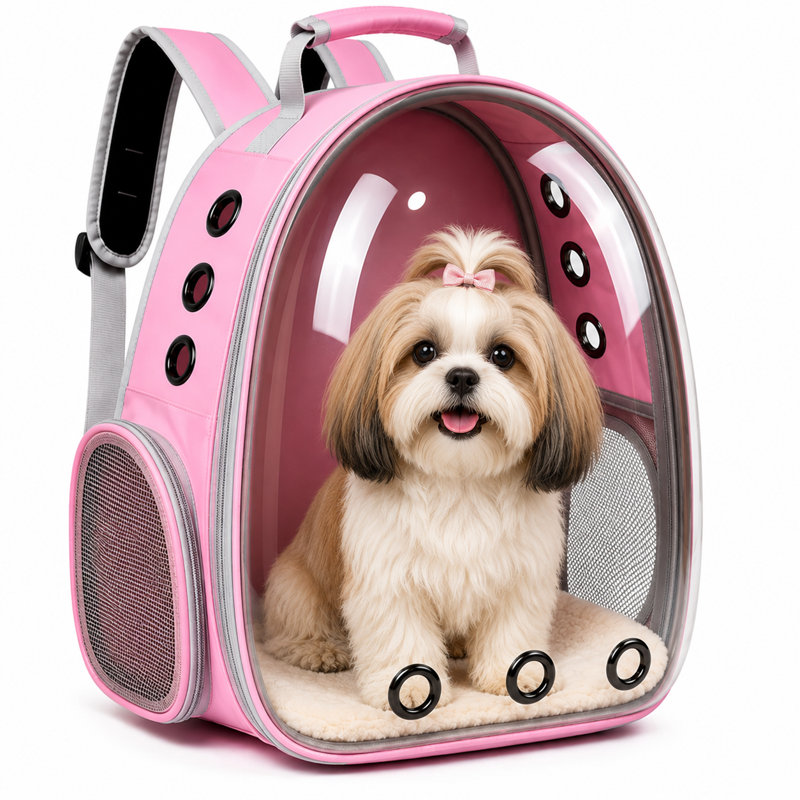 Sac à dos de transport pour animaux de compagnie pour chats et petits chiens, transporteur de bulles avec ventilation en filet et laisse de sécurité 