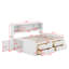 Lit de jour double en bois avec 2 tables de chevet, tablettes et tiroirs-779670844