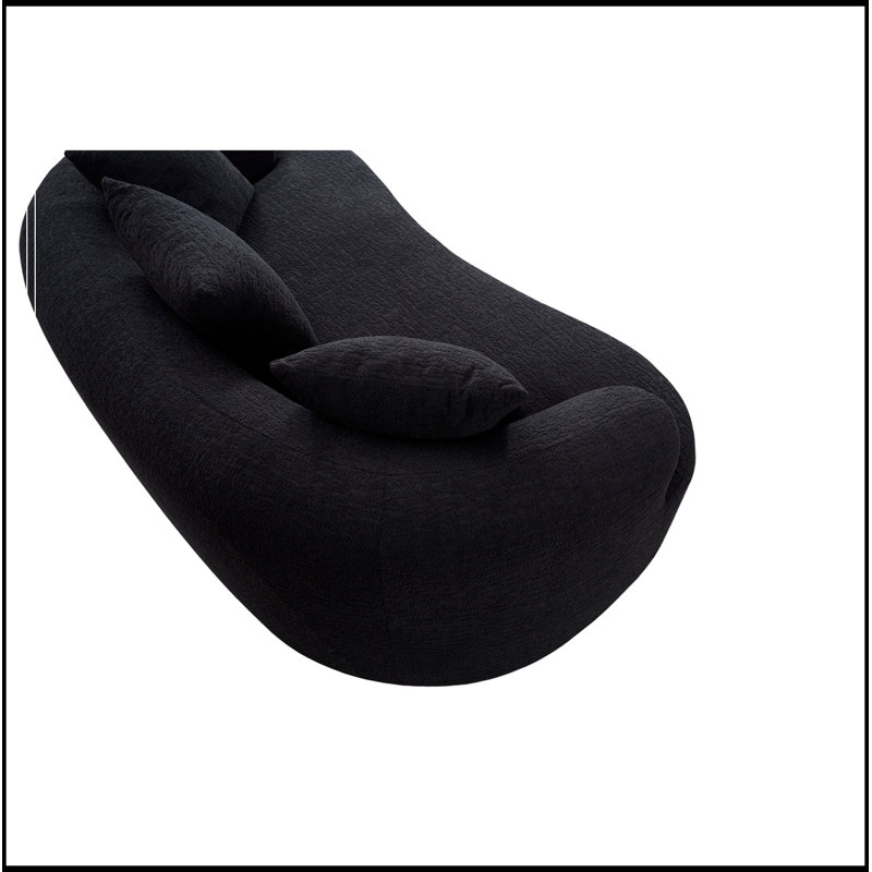 Causeuse courbée avec coussins et assise moelleuse, Black