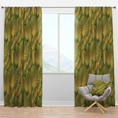 Golden Leaves I - Abstract Curtain - Velvet Room darkening - 1 panel