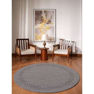 Hand Knotted Loom Wool Eco-Friendly Area Rugs  - 10'x10', Round | Charcoal | Contemporary Design, High Pile Thick Handmade Anti Skid Area Rugs for Living Room, Bed Room