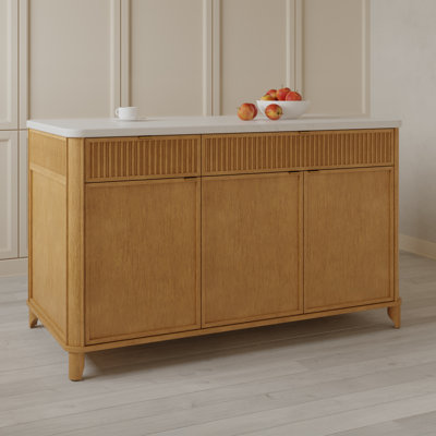 Îlot de cuisine 60 "avec comptoir en quartz blanc Kathryne