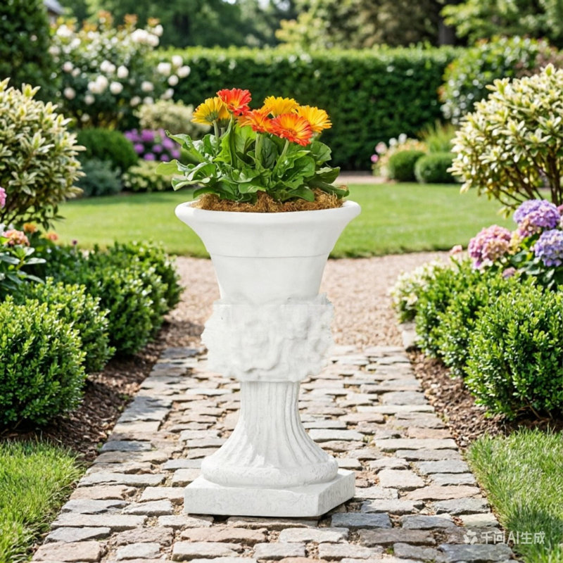 Pot à fleurs léger Mgo Urn, Antique White