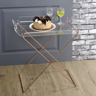 Clear Acrylic Tray Table With Sled Base For Study Room Stylish And Decoration