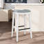 Le tabouret de bar de 30 po avec structure blanche et siège en cuir gris rehausse l'attrait visuel moderne de la cuisine ou de la hauteur de la selle, conçu pour durer