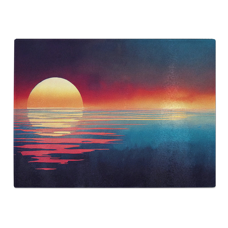 Flowing Sunset Seascape  Glass Chopping Board