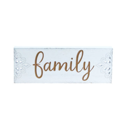 Enseigne de famille blanche en bois 15,75 po