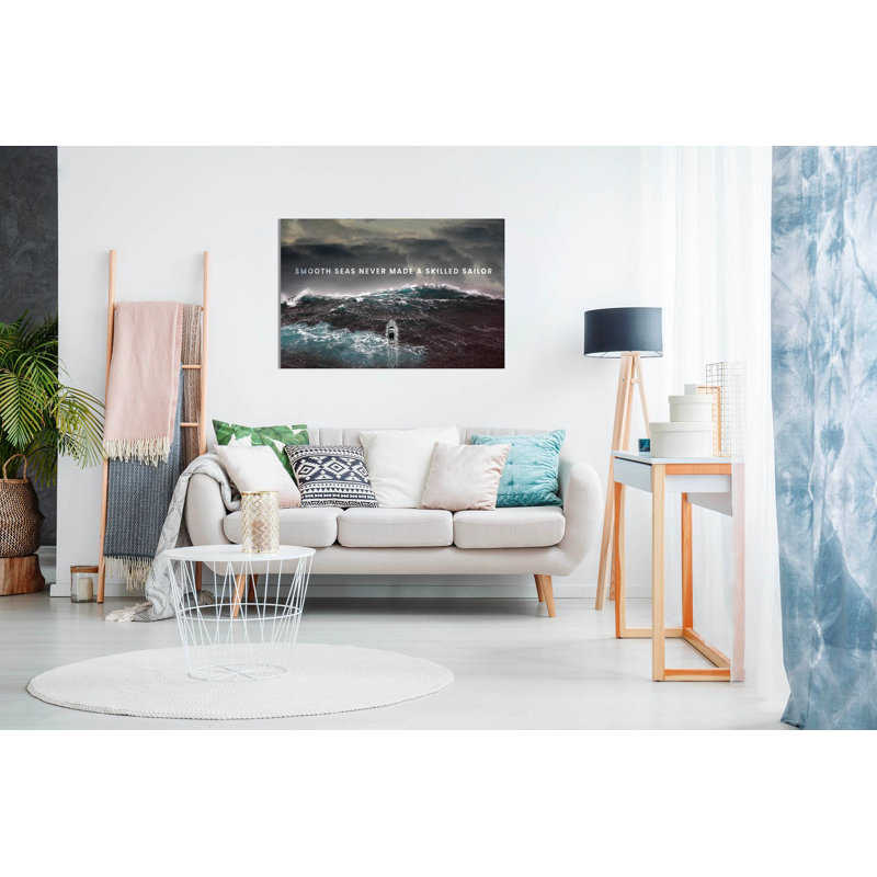 Inspirational Motivational Smooth Seas Never Made A Skilled Sailor - Wrapped Canvas Print, 20cm H x 31cm W