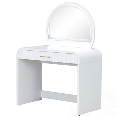 Makeup Vanity Table with Touch Screen Lighted Mirror and Drawer