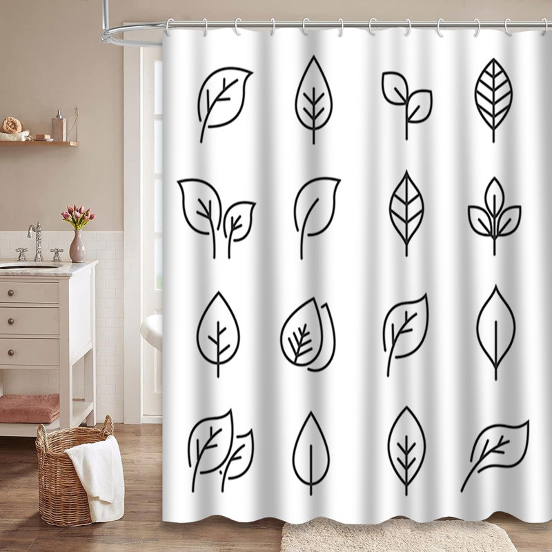Rideau de douche à 12 crochets Leaf Line, L 72 po x l 72 po