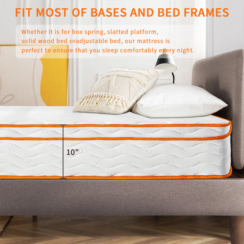 Matelas hybride moyen en mousse à mémoire de forme dans une boîte avec mousse certifiée CertiPUR-US, Lit simple, 10"