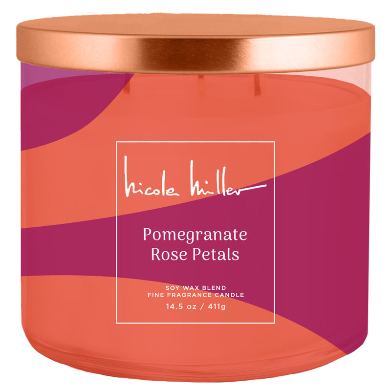 Bougie parfumée avec support en verre, Rose; orange