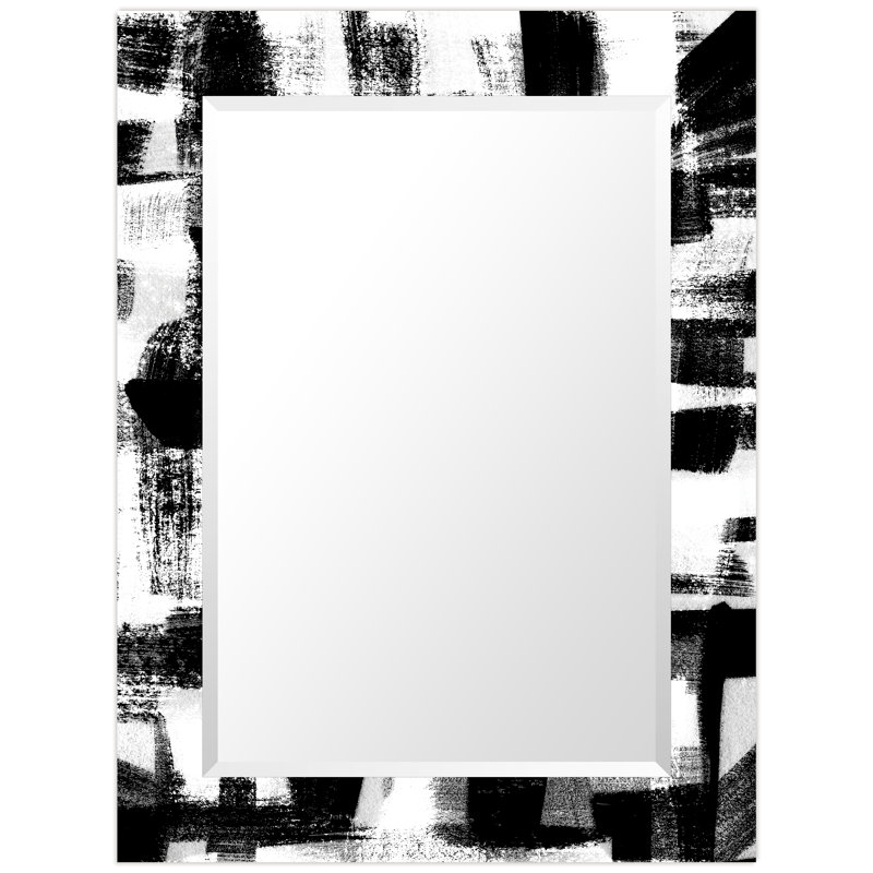 Miroir rectangulaire noir biseauté sur verre trempé imprimé inversé flottant, 40 po x 30 po