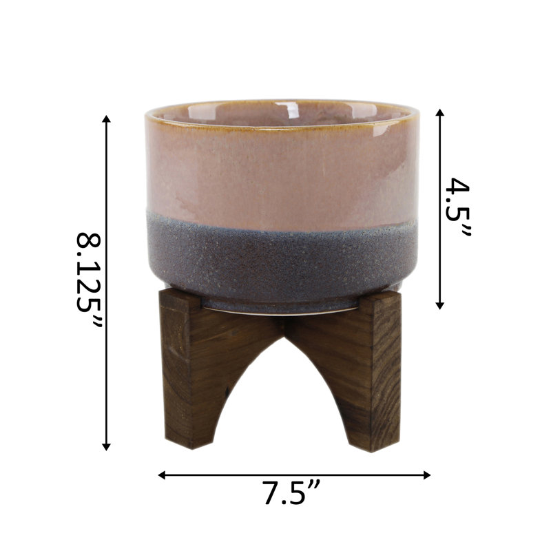 Pot de fleurs en céramique Nayeli, Rose, H 8,12 po x l 7,5 po x P 7,5 po