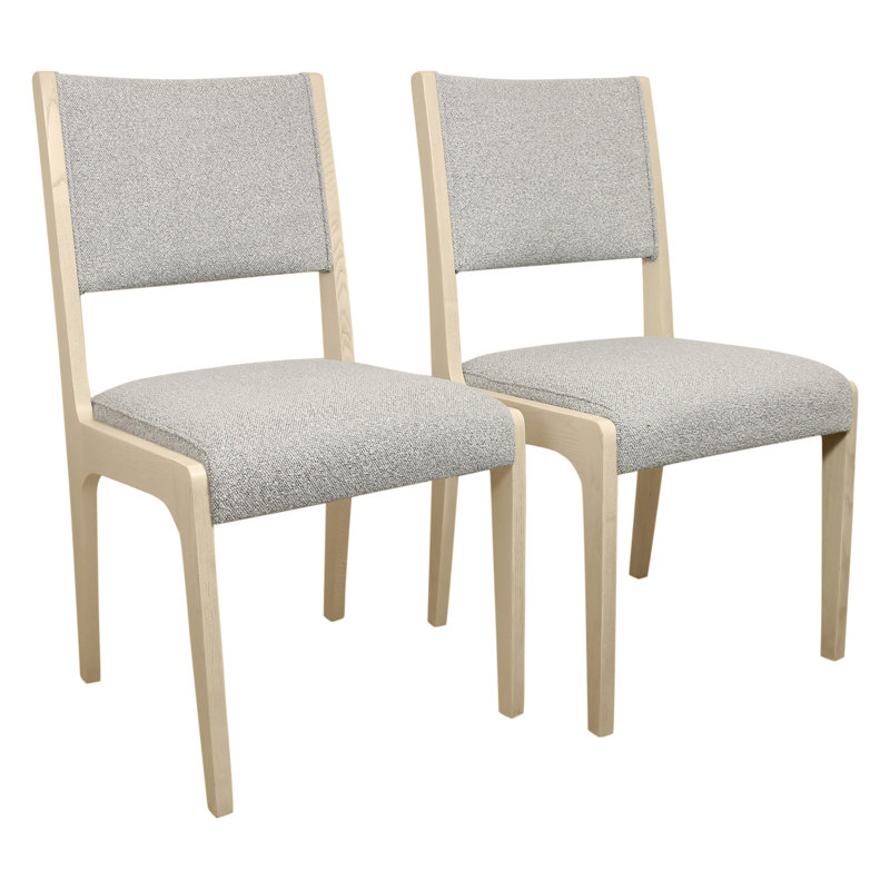 Ensemble 2 pièces Berardinelli: chaise d'appoint rembourrée en frêne ivoire Boucle, Argent