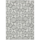 Tapis extérieur lavable à motif géométrique gris graphite et argent 3 pi x 5 pi