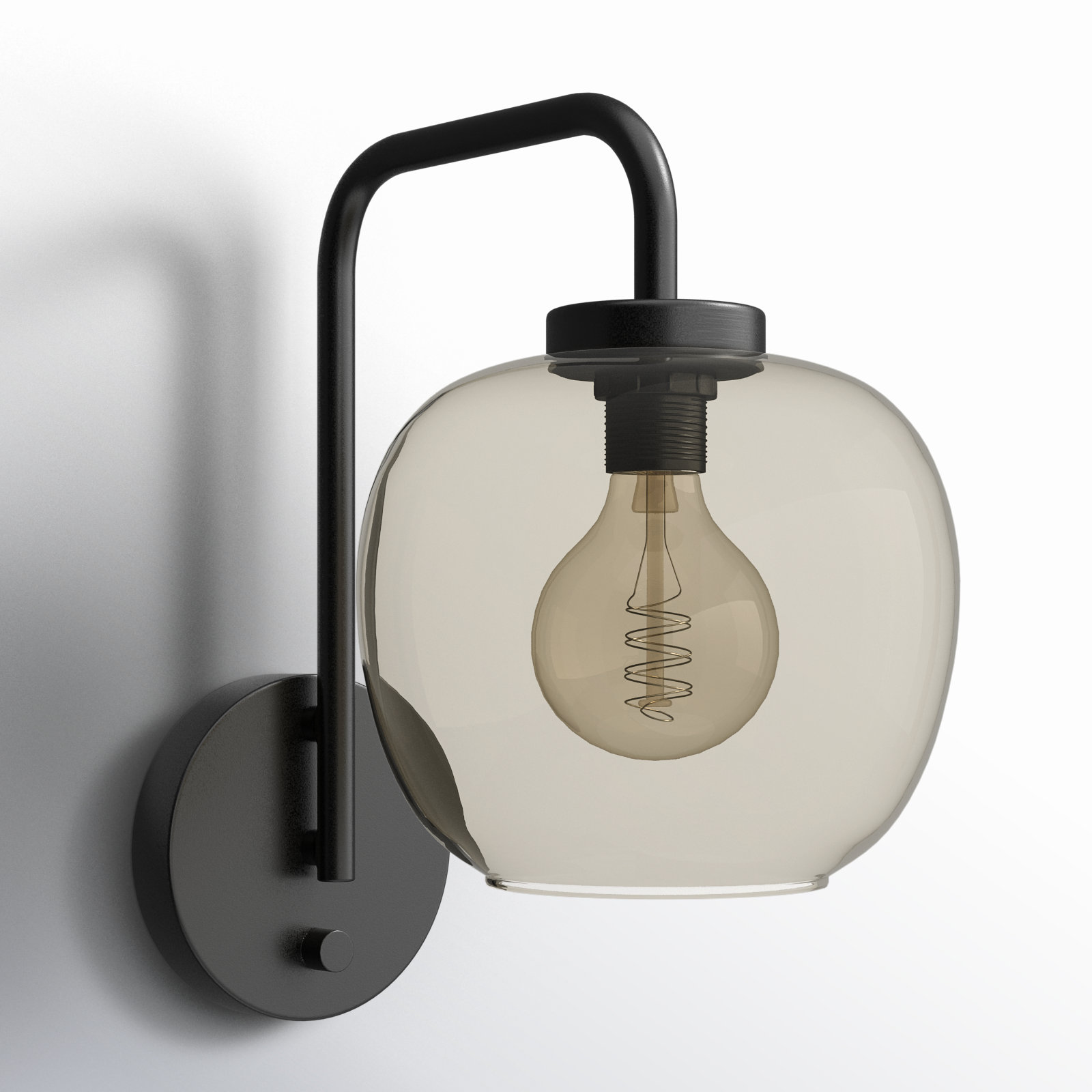 Glynda Single Light Glass Dimmable Plug-in Armed Sconce - Thumbnail 2