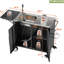 Chariot de gril en métal pour l'extérieur avec évier et armoire, plateforme pliable, roulettes pour espaces, acier inoxydable 304, fonction de drainage complète, surface de travail de table facile à installer, îlot de cuisine,