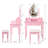 Pink Princess Vanity Desk Set With Mirror & Cushioned Stool,Light Modes,4-Drawer Wooden Makeup Vanity Table For Girls' Bedroom, Dressing Table With Ample Storage-1124724792