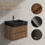 Meuble-lavabo mural 24 po, tiroirs noirs doux, lavabo à quartz en chêne, 2 tiroirs